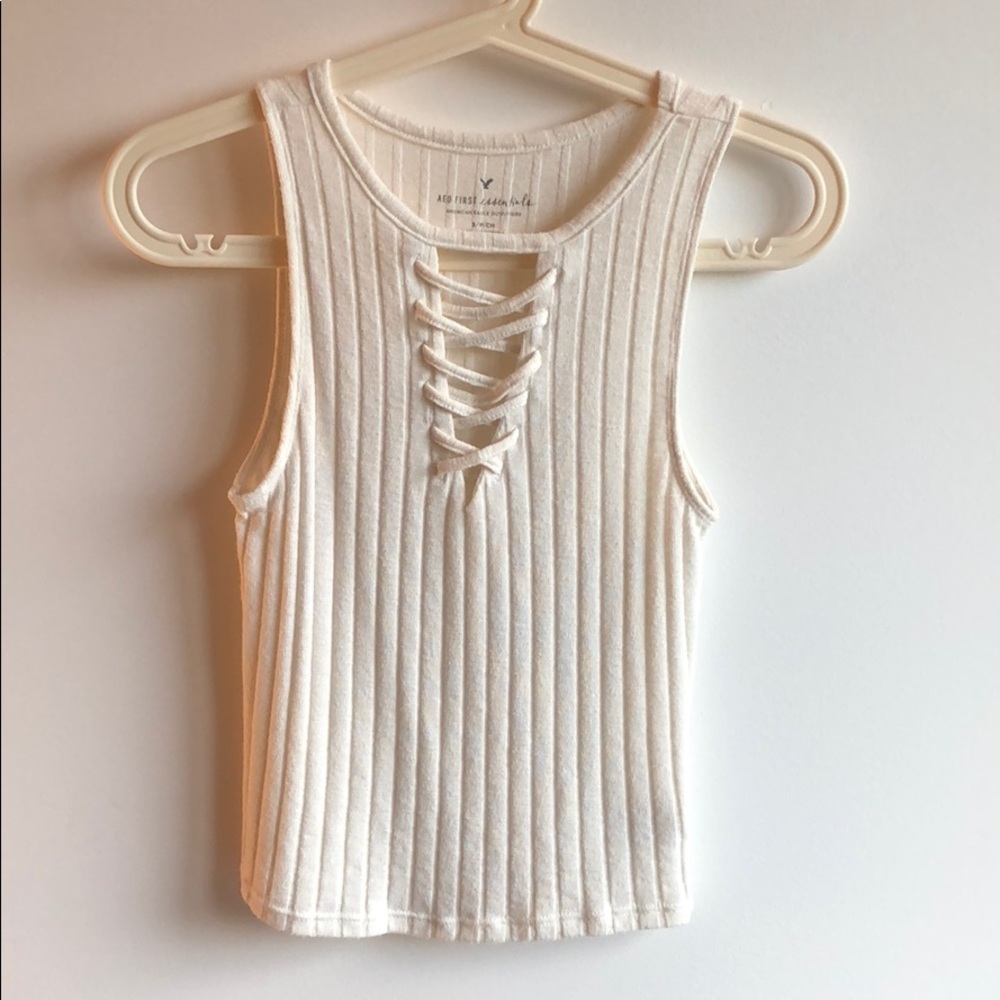 American Eagle Outfitters Knit Lace Up Crop Top